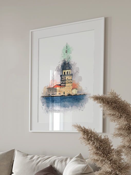 Maidens Tower [Kız Kulesi] Istanbul Watercolor Poster