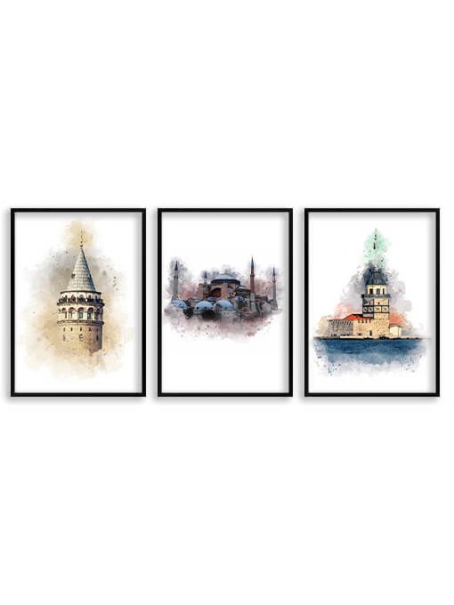 Istanbul [Galata, Ayasofya, Kız Kulesi] Poster Set