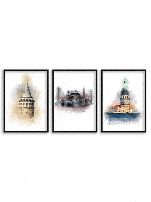 Istanbul [Galata, Ayasofya, Kız Kulesi] Poster Set