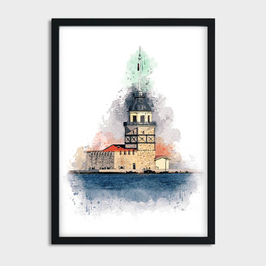 MAIDEN'S TOWER [KIZ KULESI] WATERCOLOR POSTER