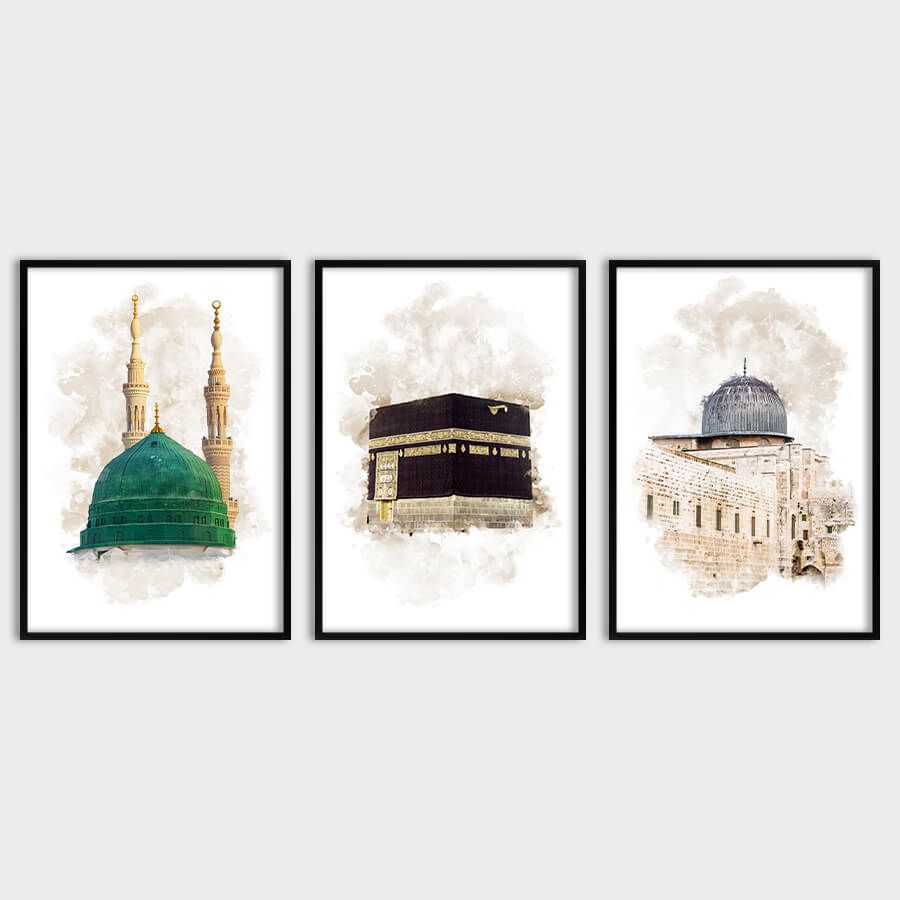 KAABA, NABAWI, AQSA POSTER SET