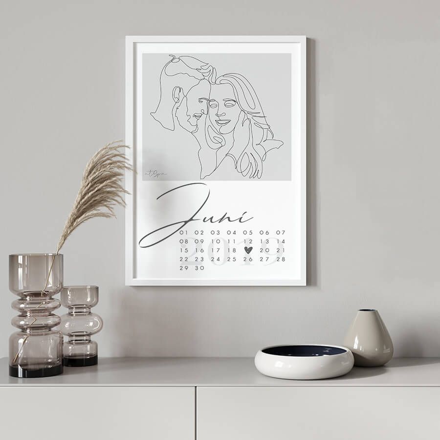 LINE ART LOVE CALENDAR POSTER, PERSONAL