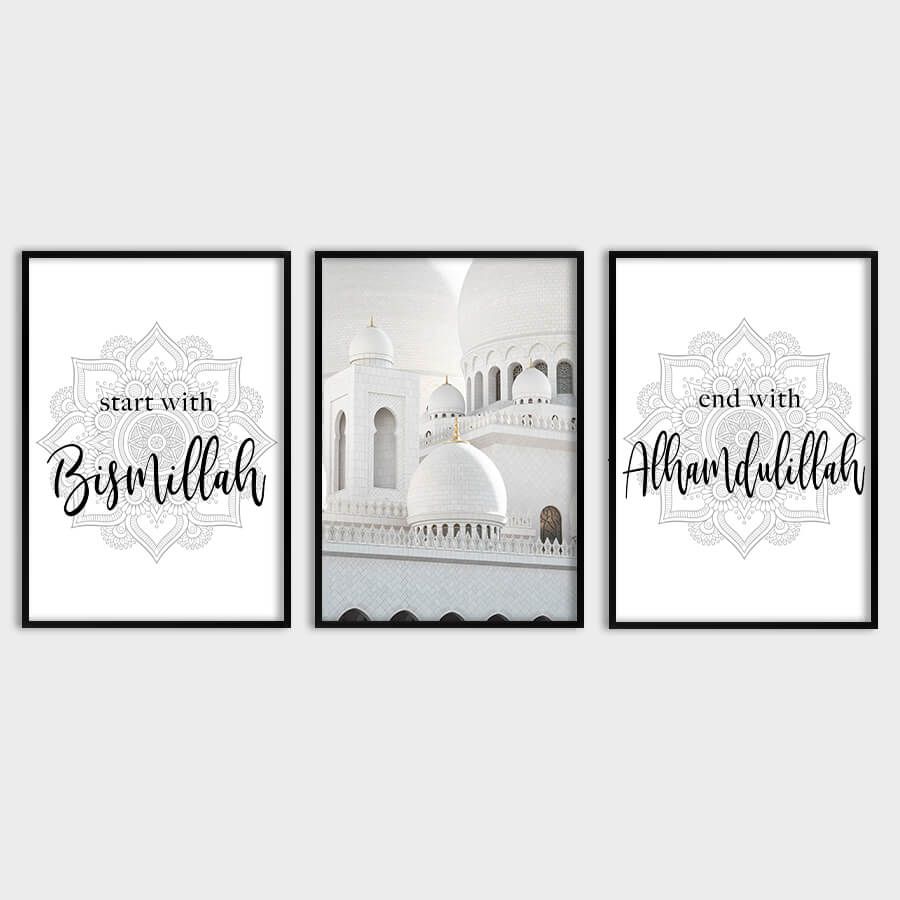 START WITH BISMILLAH, SHEIKH ZAYED MOSQUE, END WITH ALHAMDULILLAH POSTER SET